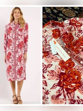 NWT Jude Connally Martha Cotton Voile shirt Dress tunic button down XS